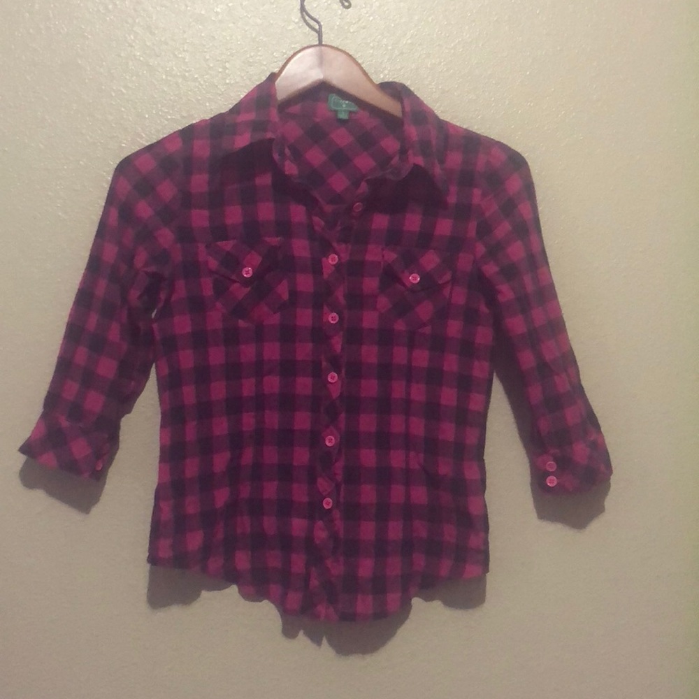 💜4 for $12 💜 Pink and Black Button Down
